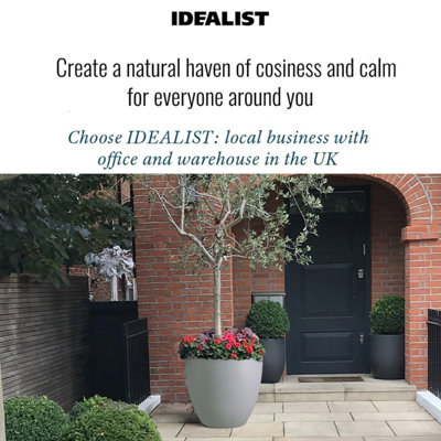 Cluster Set of 3 IDEALIST™ Garden Round Planter, Grey Reinforced Stone Cotswold Plant Pots: D35 H32 cm + D46 H45 cm + D56 H52 cm