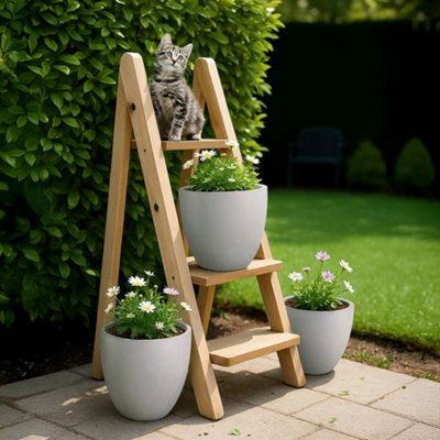 Cluster Set of 3 IDEALIST™ Garden Round Planter, Grey Reinforced Stone Cotswold Plant Pots: D35 H32 cm + D46 H45 cm + D56 H52 cm