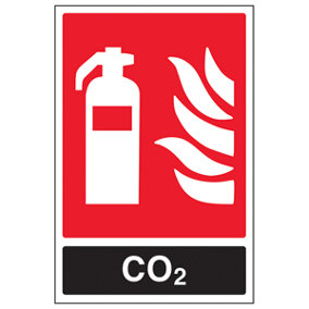 CO2 Fire Extinguisher Safety Sign - Adhesive Vinyl - 150x200mm (x3)