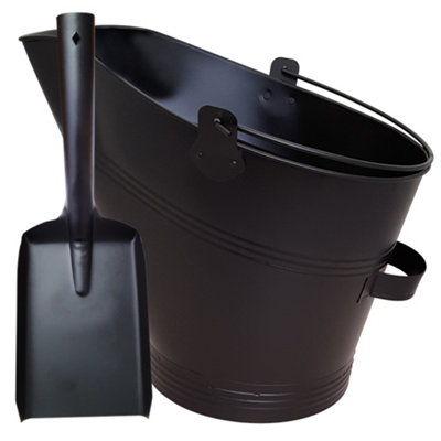 FunkyBuys┬« (Set Of 2) Fireplace Fireside Companion Set Black Waterloo Bucket & 5pc Warwick