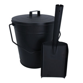 Coal Bucket With Lid & 5" Shovel Metal Ash Tidy Bin Coal Carrier Fire Log Burner