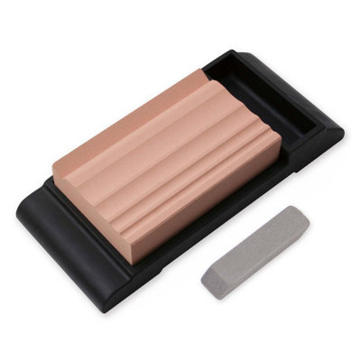 Coarse Whetstone for Carving Tools (with Rubber Stand) 2HS-12 280gr