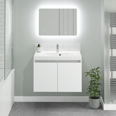 Coast 600mm White Gloss Wall Hung Basin Unit complete with Basin