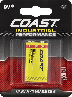 Coast Batteries Alkaline AAA AA  D C 9V Extreme and Industrial 1  2  4  10 Packs Industrial Performance 9V Single Pack