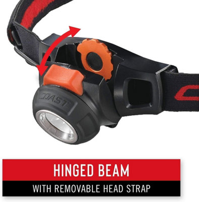 COAST LED 250 Lumens 95m Range 2 mode Focusing Head Torch Recharge HL7R