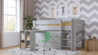 Coast Mid Sleeper Bundle Grey (Bed, drawers, desk)