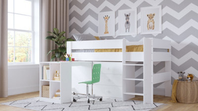 Coast Mid Sleeper Bundle White (Bed, drawers, desk)