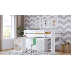 Coast Mid Sleeper Bundle White (Bed, drawers, desk)