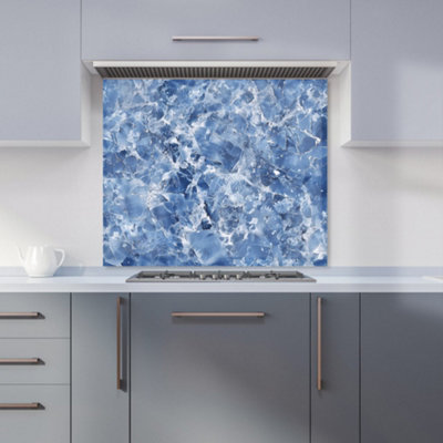 Coastal Blue Quartz Effect Premium Glass Kitchen Splashback W900mm x H750mm