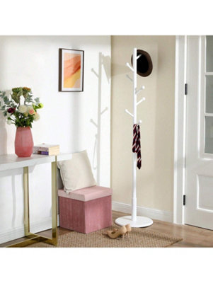 Coat Rack Free Standing Coat Tree With 7 Rounded Hooks, Wood Hall Tree ...