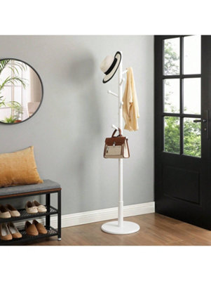 Coat Rack Free Standing Coat Tree With 7 Rounded Hooks, Wood Hall Tree ...