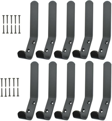 Coat Rack Hook Wall Mounted Black Coated Double Hat and Coat Hanger Hook Towel Kitchen Bathroom Door Cabinet Bedroom with screwx10