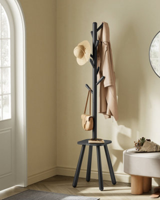 Coat Rack Stand, Free Standing Hall Tree with Hooks and Storage