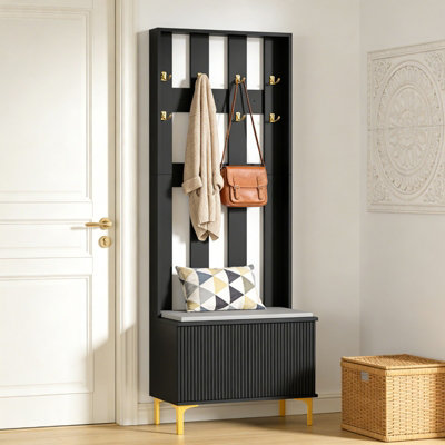 Coat Rack Stand with 2 Tier Shoe Storage Bench Clothes Hat Stand Hanger ...