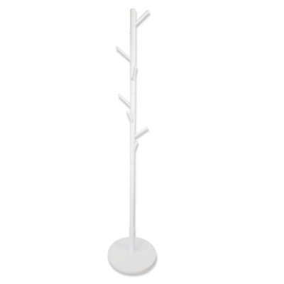 COAT STAND WITH ROUND BASE, 170CM WOODEN FREESTANDING CLOTHES RACK WITH ...