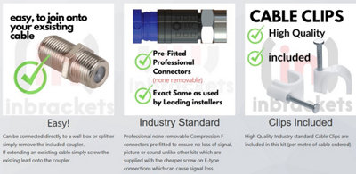 Cavo Prolunga Per TV Satellitare 5 Metri – Kit Completo Con Connettori F E Adattatore Per Sky, Freesat E Virgin Media - 2