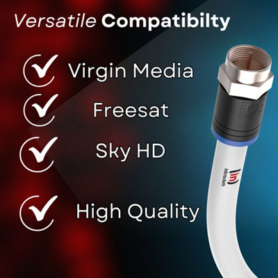Coax Cable Lead Extension Kit for Virgin Media TV Broadband TiVo and Superhub - 5 Metres - 6