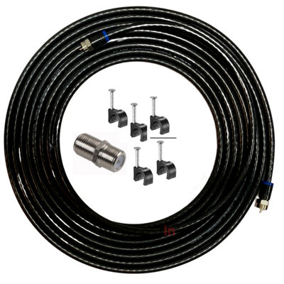 Coax Cable Lead Extension Kit for Virgin Media TV Broadband TiVo and Superhub Black 15 Metres