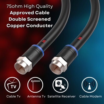 Coax Cable Lead Extension Kit for Virgin Media TV Broadband TiVo and Superhub Black 3 Metres - 3