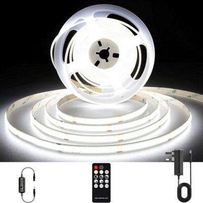 COB LED Strip Lights Cool white 6500k 5m flexible, cuttable and dimmable