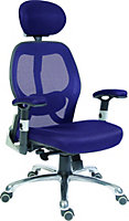 Cobham Mesh Executive Chair Blue with adjustable lumbar support and height adjustable armrests