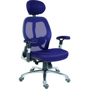 Cobham Mesh Executive Chair Blue with adjustable lumbar support and height adjustable armrests