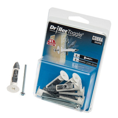 Cobra DrillerToggle M4 Heavy Duty Self-Drilling Plasterboard Fixings With 50mm Bolts 6 Pack Price Comparisons | Compare The Build