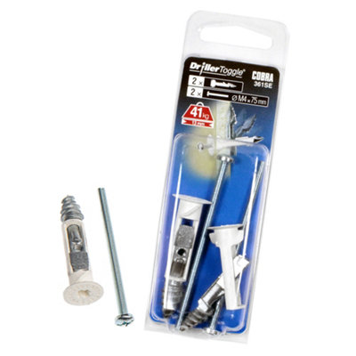 Cobra DrillerToggle M4 Heavy Duty Self-Drilling Plasterboard Fixings With 75mm Bolts 2 Pack Price Comparisons | Compare The Build