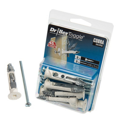 Cobra DrillerToggle M5 Heavy Duty Self-Drilling Plasterboard Fixings With 75mm Bolts 6 Pack Price Comparisons | Compare The Build