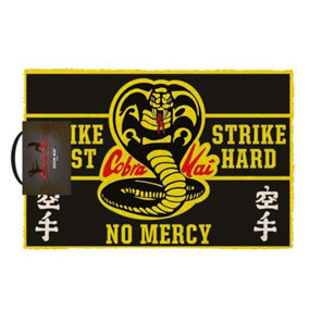 Cobra Kai No Mercy Door Mat Black/Yellow (One Size)