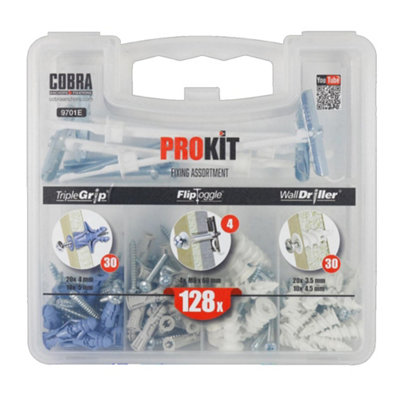 Cobra ProKit Fixings Selection With WallDriller, TripleGrip & FlipToggle (30+30+4 Set) Price Comparisons | Compare The Build