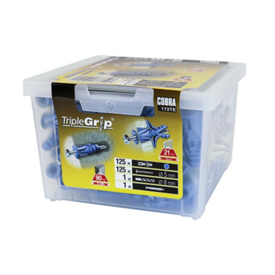 Cobra TripleGrip 5mm Multi-Material Fixings With Screws, Drill Bit & Driver 125 Pack Price Comparisons | Compare The Build