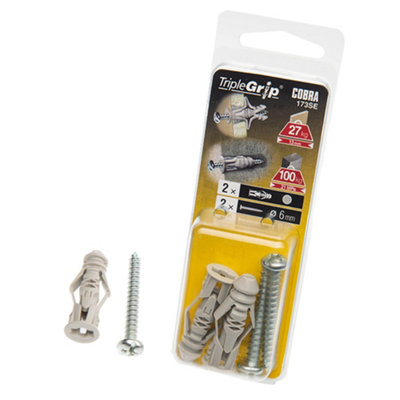 Cobra TripleGrip 6mm Multi-Material Wall Fixings With Screws 2 Pack