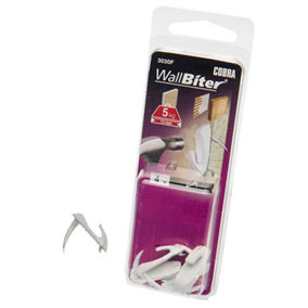 Cobra WallBiter Medium White Hammer-In Wall Hook 4 Pack