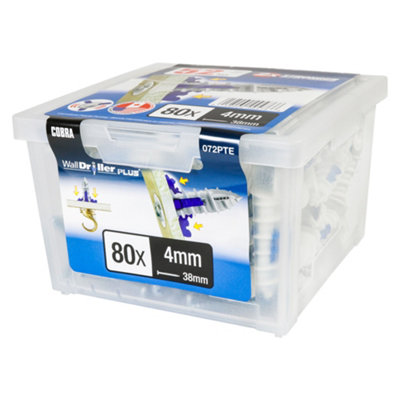 Cobra WallDriller Plus 4mm Heavy Duty Self-Drilling Plasterboard Fixings With Screws 80 Pack Price Comparisons | Compare The Build