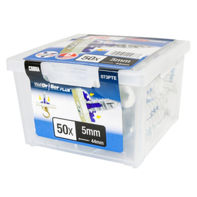 Cobra WallDriller Plus 5mm Heavy Duty Self-Drilling Plasterboard Fixings With Screws 50 Pack Price Comparisons | Compare The Build