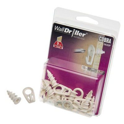 Cobra WallDriller White Self Drilling Plasterboard Picture Hooks