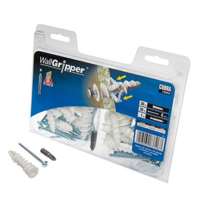Cobra WallGripper Expandable Self-Drilling Plasterboard Fixing 4mm With Screws & Driver Bit Pack of 36 Price Comparisons | Compare The Build