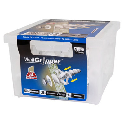 Cobra WallGripper Expandable Self-Drilling Plasterboard Fixing 4mm With Screws & Driver Bit Pack of 50 Price Comparisons | Compare The Build
