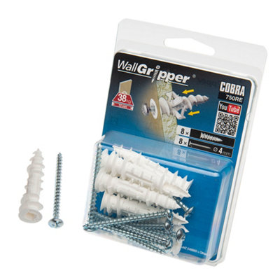 Cobra WallGripper Expandable Self-Drilling Plasterboard Fixing 4mm With Screws Pack of 8 Price Comparisons | Compare The Build