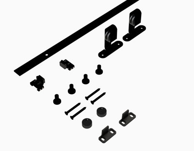 Coburn Flat Track Mini Sliding Door Kit with top mount hangers in black ...