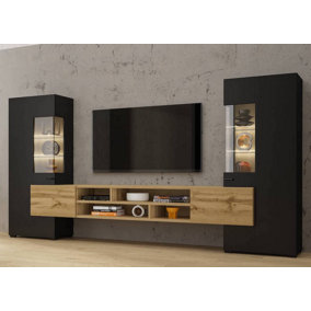 Coby 10 Entertainment Unit  in Black for TVs Up To 60" - Sleek Design with Comprehensive Storage - W2700mm x H1430mm x D450mm