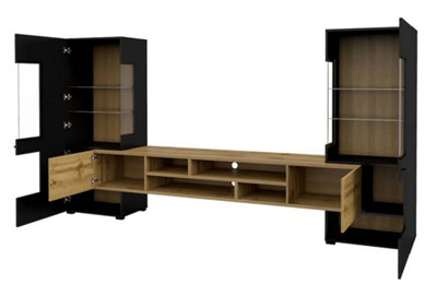 Coby 10 Entertainment Unit  in Black for TVs Up To 60" - Sleek Design with Comprehensive Storage - W2700mm x H1430mm x D450mm