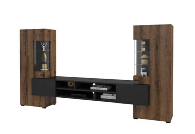 Coby 10 Entertainment Unit  in Oak Monastery for TVs Up To 60" - Design with Comprehensive Storage - W2700mm x H1430mm x D450mm