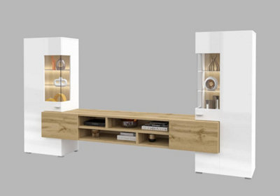 Coby 10 Entertainment Unit  in White for TVs Up To 60" - Sleek Design with Comprehensive Storage - W2700mm x H1430mm x D450mm