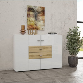 Coby 43 Sideboard Cabinet - Stylish Storage in Oak & Gloss Finish - W1220mm x H890mm x D400mm