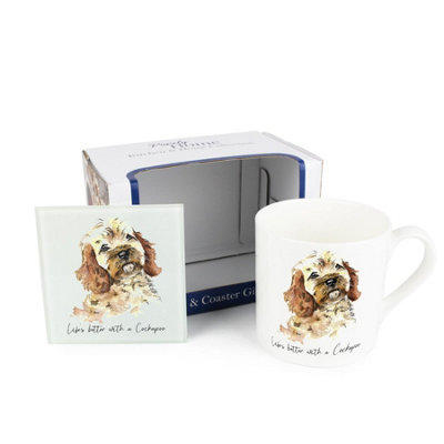 Dog Mom Gift - Ceramic Absorbent Coasters Set Of 4, Non-Slip Stoneware Drink Coasters For Coffee & Wine