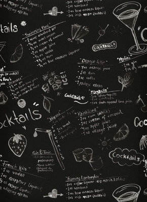 Chalkboard Menu Design 33' L x 21 W Wallpaper Roll Galerie Wallcoverings Color: Black/White