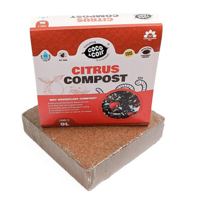 Coco & Coir Citrus Compost Brick Compact Potting Mix Makes 9L Peat Free Soil