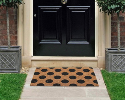 Coco & Coir Door Mat Indoor Outdoor Non Slip Abstract Design Entrance Welcome Mat 45cm x 75cm POLKA BEAUTY